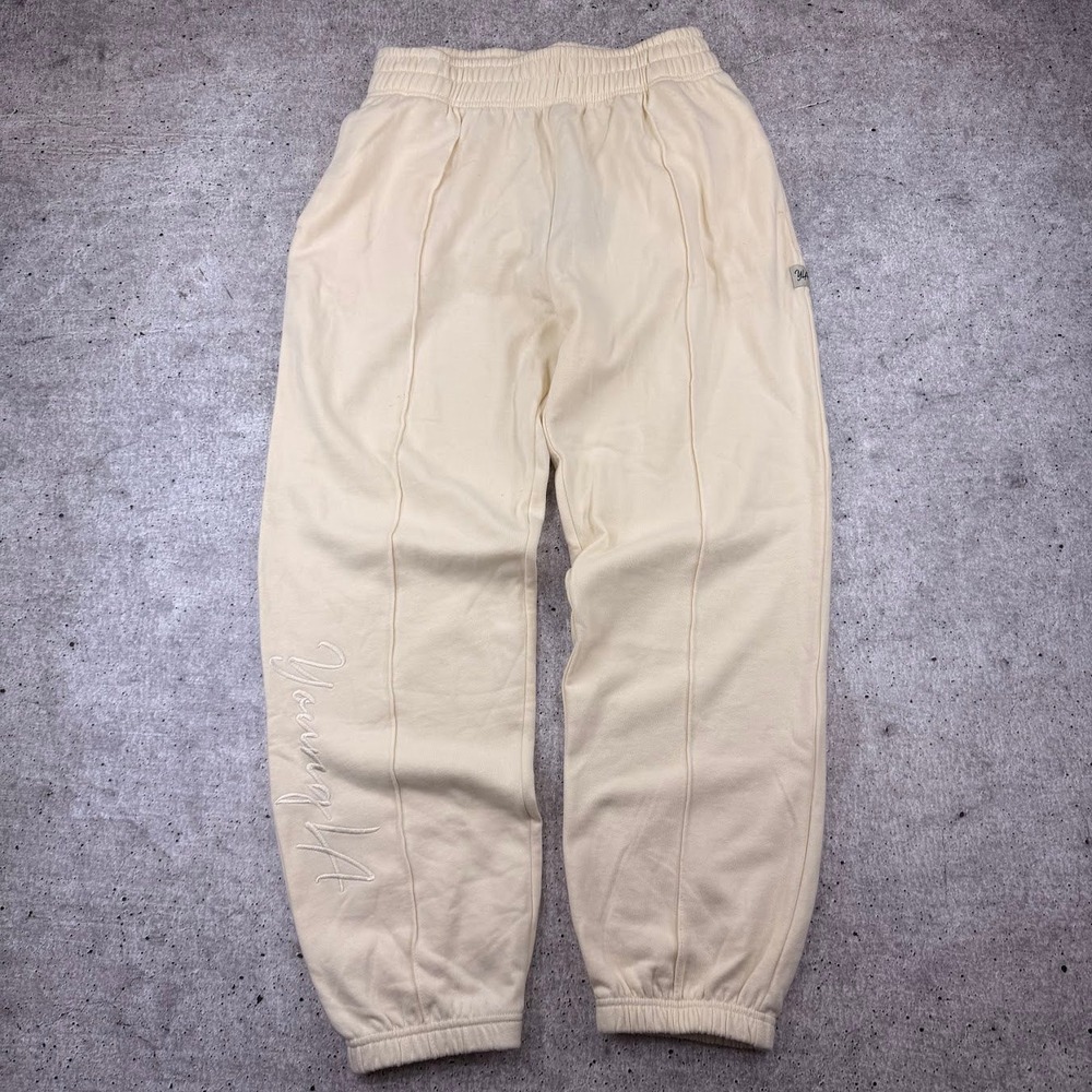 YoungLA W202 Script Joggers Light Yellow Gym Workout Sweatpants Womens XL New